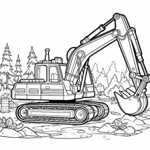 a digger in the forest