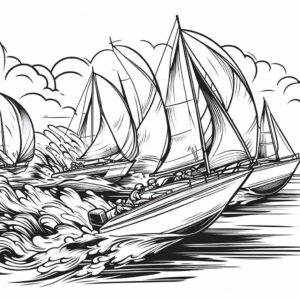boats sailing on the sea for coloring 2