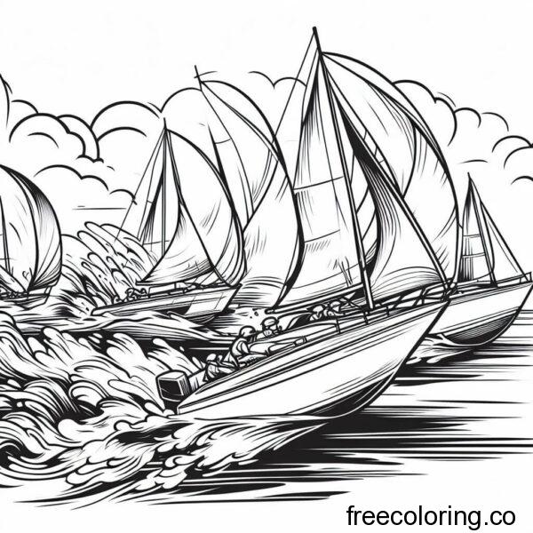 boats sailing on the sea for coloring 2