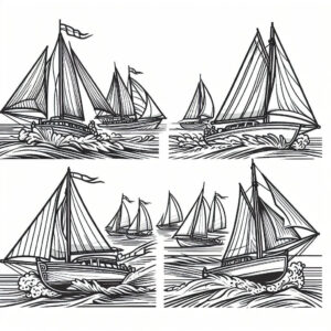 boats sailing on the sea for coloring 3