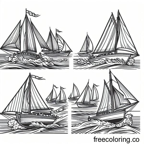 boats sailing on the sea for coloring 3
