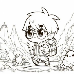 boy exploring in harry potter style coloring 2