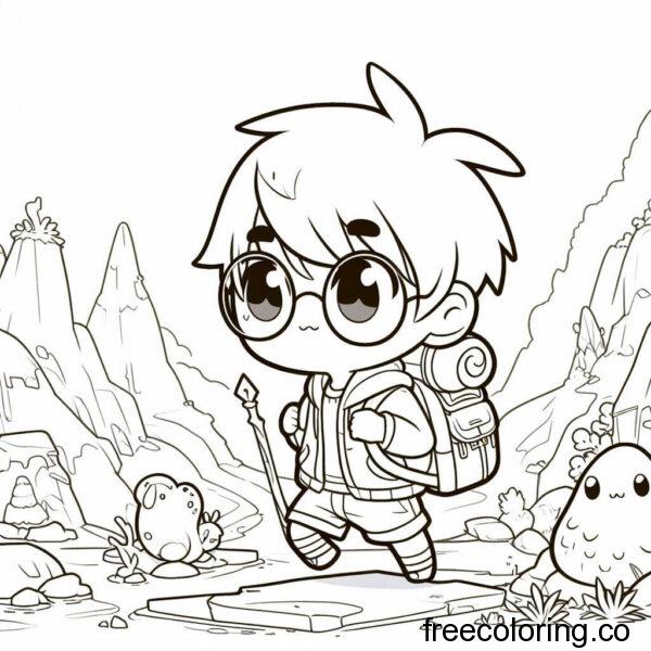 boy exploring in harry potter style coloring 2