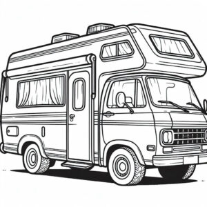 drawing of a camper van for coloring 1