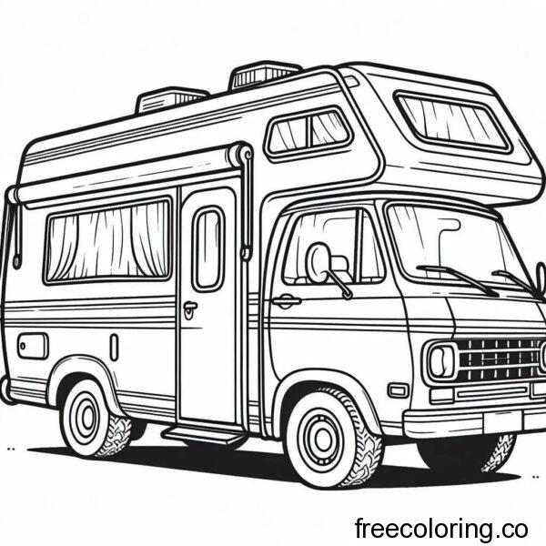 drawing of a camper van for coloring 1
