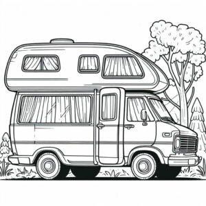 drawing of a camper van for coloring 2