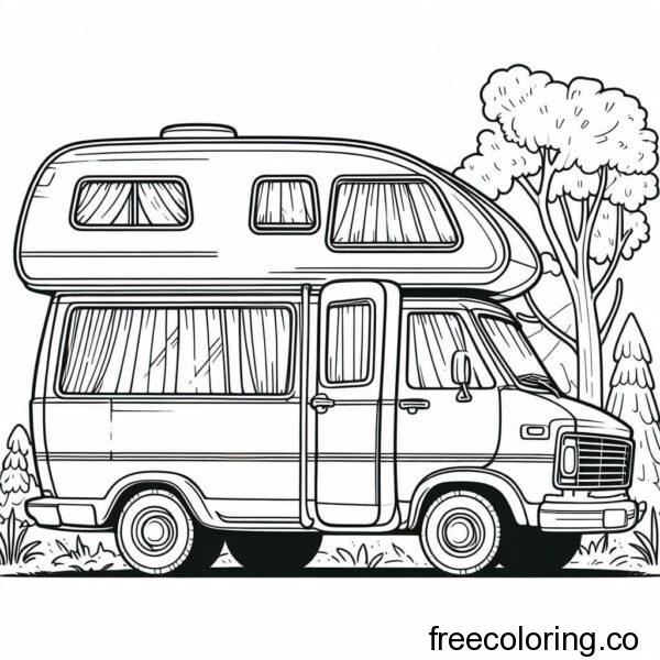 drawing of a camper van for coloring 2