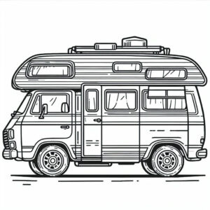 drawing of a camper van for coloring 3