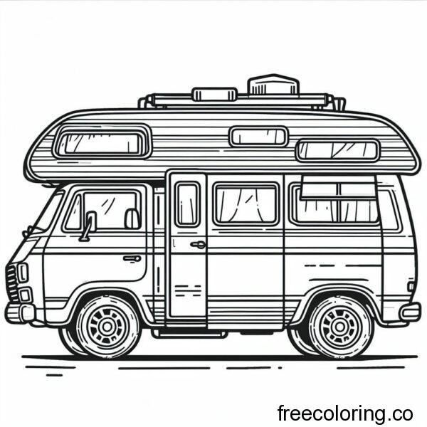 drawing of a camper van for coloring 3