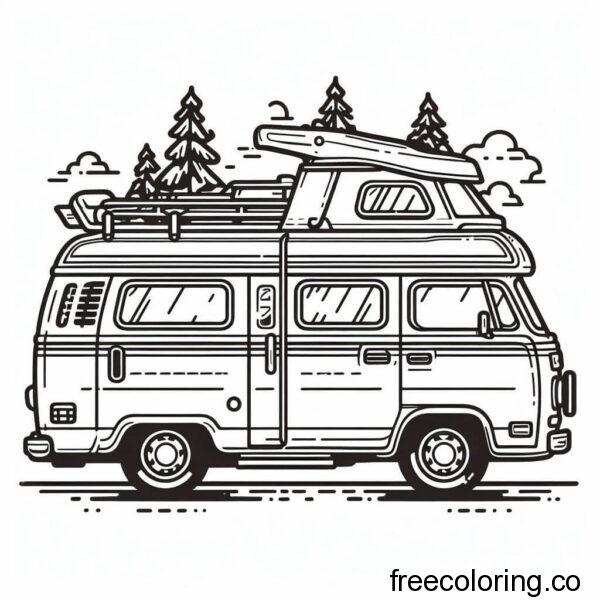 drawing of a camper van for coloring 4
