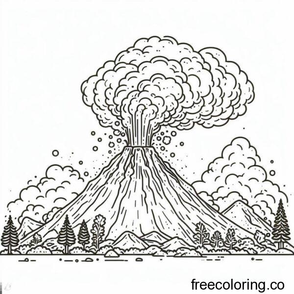 volcano erupting with smoke