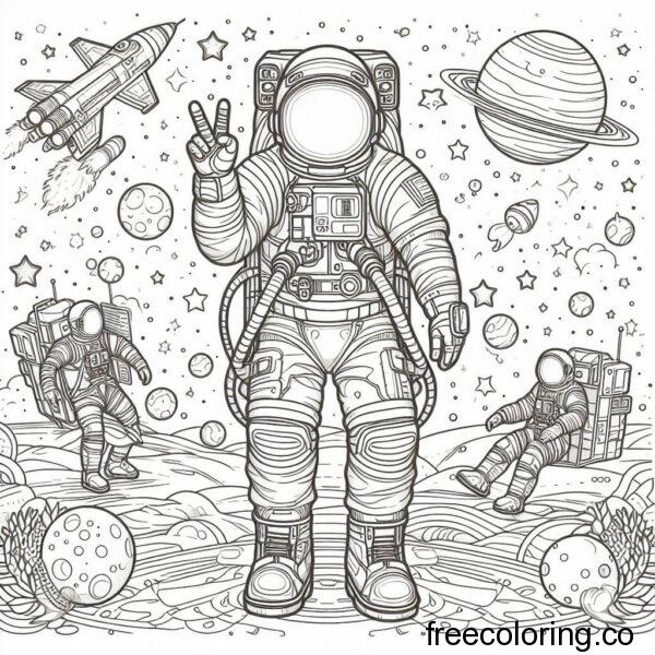 astronaut with planets