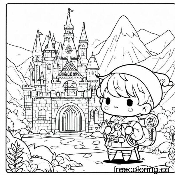 boy walking near a castle drawing 1
