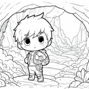 child adventuring drawing for coloring 1