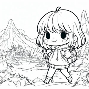 child adventuring drawing for coloring 2