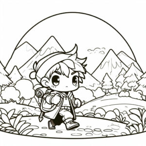 child adventuring drawing for coloring 5