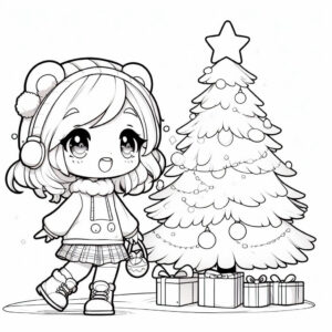 christmas tree and child