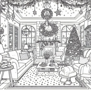 cosy living room decorated for christmans