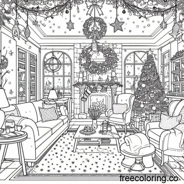cosy living room decorated for christmans