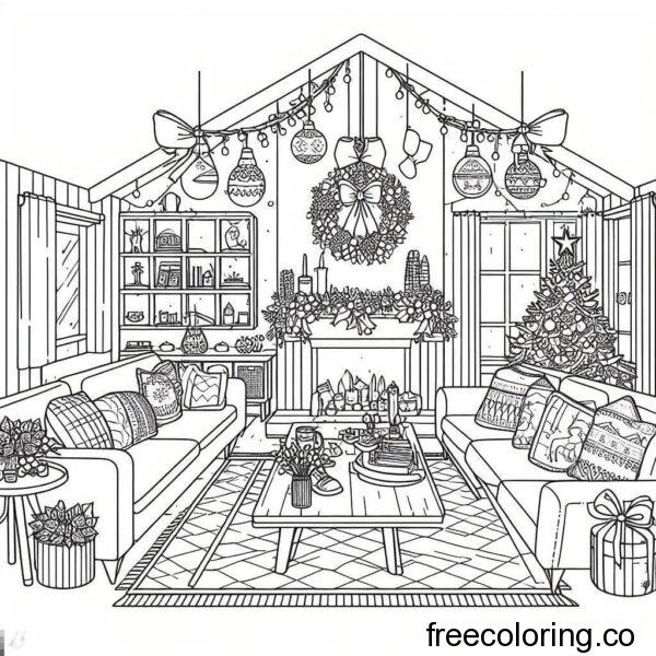 cottage living room during christmans