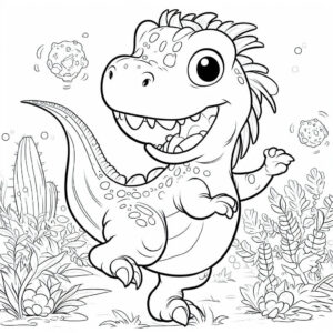 cute happy dinossaur dancing