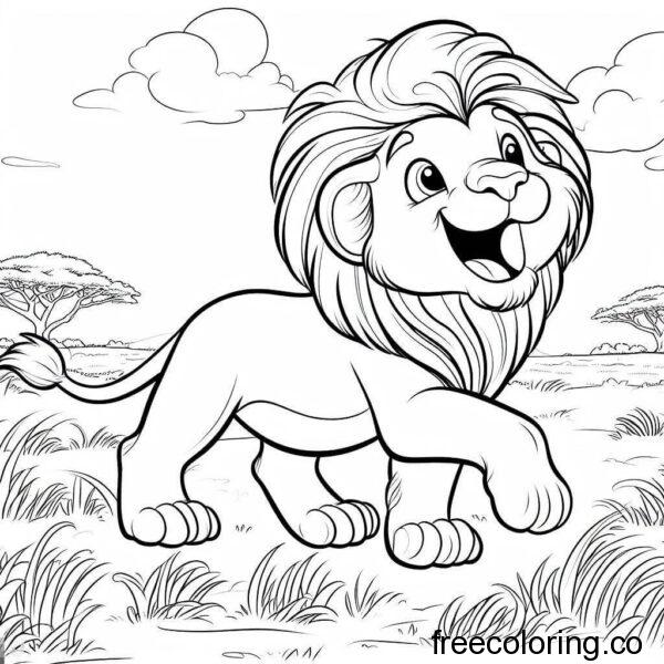 cute happy lion walking