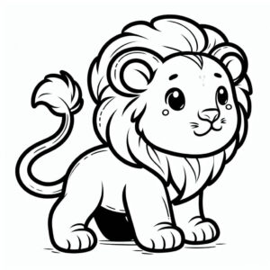 cute lion drawing for coloring 1