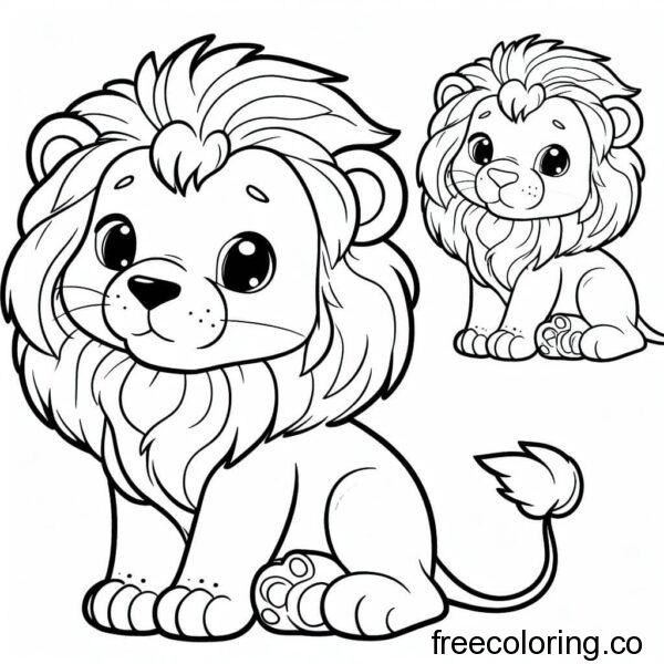 cute lion drawing for coloring 2