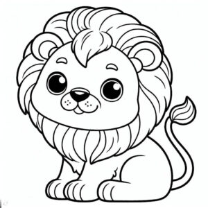 cute lion drawing for coloring 3