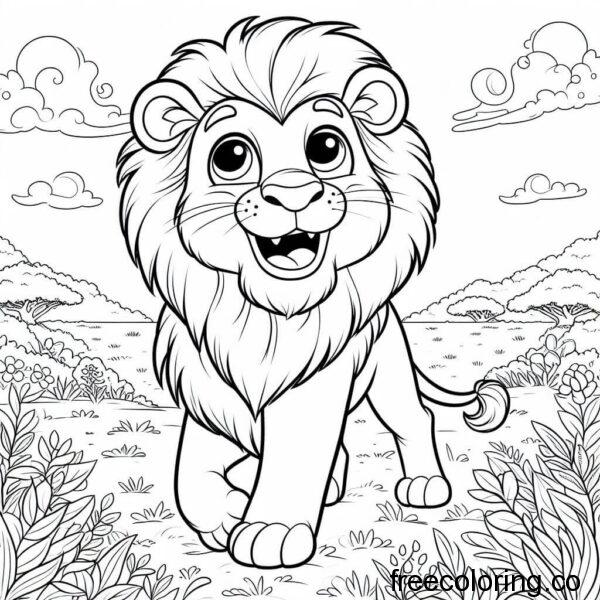 cute lion with trees