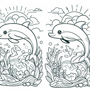 dolphins swimming for coloring 3