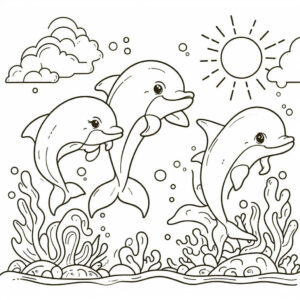 dolphins swimming for coloring 4