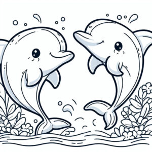dolphins swimming for coloring 5