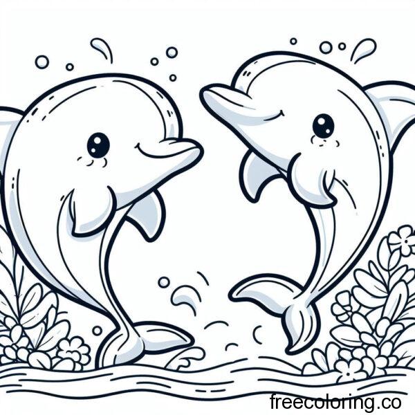 dolphins swimming for coloring 5