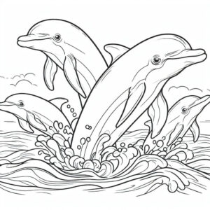dolphins swimming for coloring 6