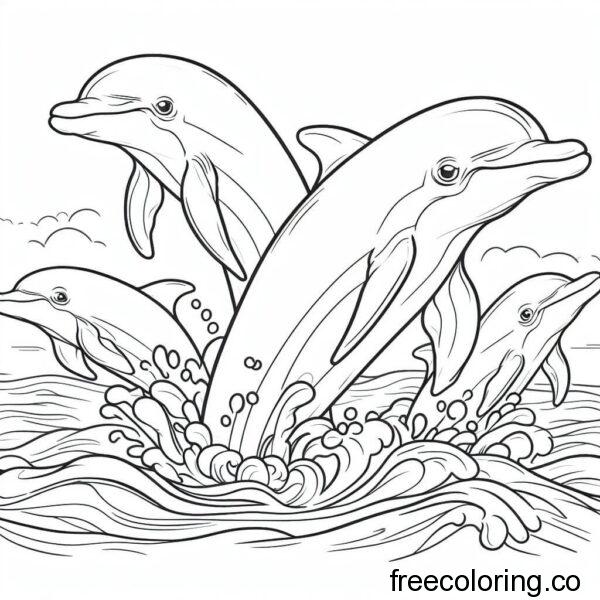 dolphins swimming for coloring 6