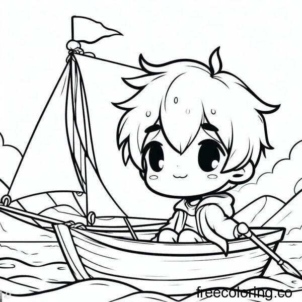 drawing of a child rowing a boat 1
