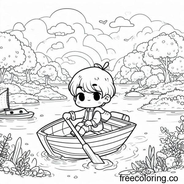 drawing of a child rowing a boat 3