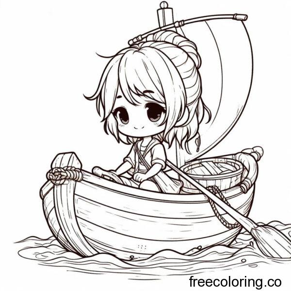 drawing of a child rowing a boat 4
