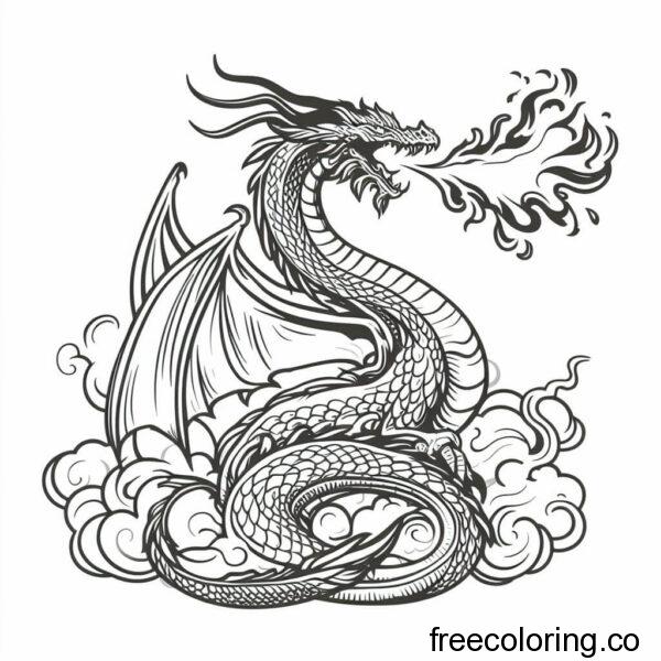 drawing of a dragon spitting fire 2