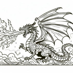 drawing of a dragon spitting fire 3