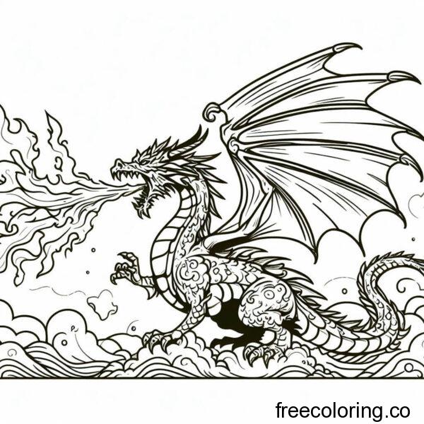 drawing of a dragon spitting fire 3