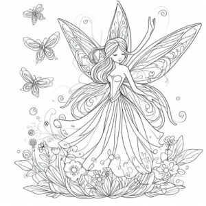 drawing of a fairy in a long dress 2