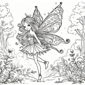 drawing of a fairy in a long dress 3