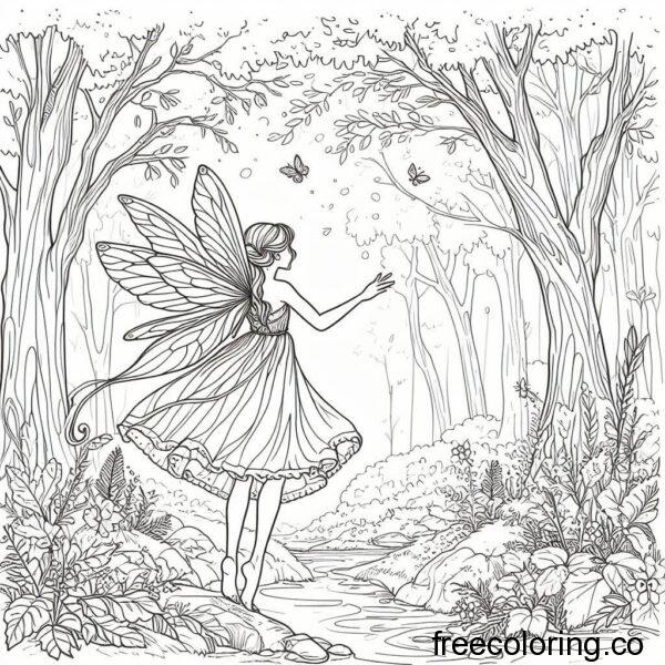 drawing of a fairy in a long dress 4