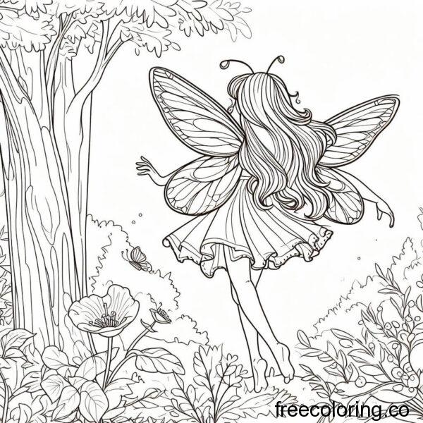 drawing of a fairy in a long dress 5