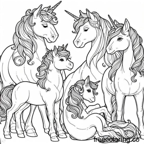 drawing of a family of unicorns 1