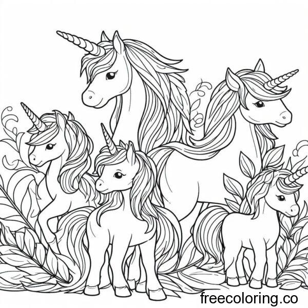drawing of a family of unicorns 2