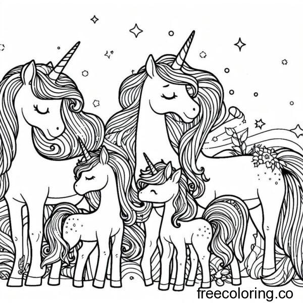 drawing of a family of unicorns 3