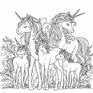 drawing of a family of unicorns 4